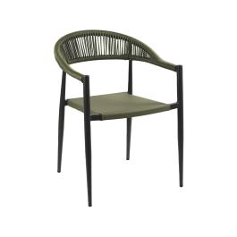 Terrasstoel Joanna - Stapelbaar - Armleuning - Rattan - Groen - G-Line