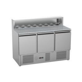 Pizzawerkbank - 3-Deurs - 368 Liter - RVS - 230V - H 86 x B 136 x D 70 CM - G-Line