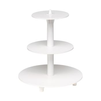 Présentoir à Gâteau Etages-3X - H 36 CM - 0.78 KG - Ø34 CM - Plastique - Blanc - 050030