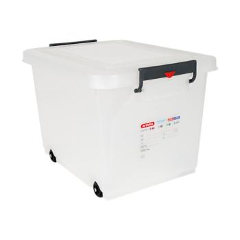 Conteneur alimentaire - H 37,8 x 39,6 x 53 CM - 3 088 KG - Polyéthylène - Transparent - 60 Litres - -40°C / +90°C - Fermeture Clip - Araven - 962207