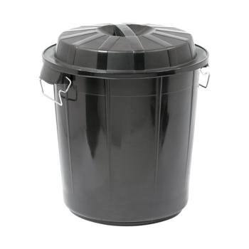 Poubelle - H 50.5 CM - 2.067 KG - Ø45.5 CM - Noir - 50 Litres - Denox - 600050