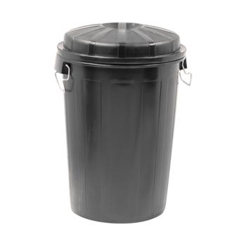 Poubelle - H 73 CM - 3.614 KG - Ø49.5 CM - Noir - 95 litres - Denox - 600052