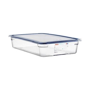 Boîte Alimentaire - 1/1 GN - 10.9 Litre - H 10 x 53 x 32.5 CM - Polycarbonate - Transparent - -40°C / +99°C - Avec Bordure Silicone - Araven - 962413
