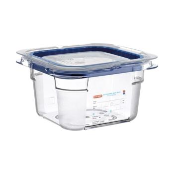 Boîte Alimentaire - 1/6 GN - 1.25 Litre - H 10 x 17.6 x 16.2 CM - Polycarbonate - Transparent - -40°C / +99°C - Avec Bord Silicone - Araven - 962463