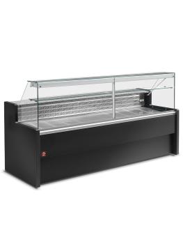 Comptoir réfrigéré Roman - 250 CM - Vitre droite - 590W - 230V - Noir - Diamant - RO25/B5-R2