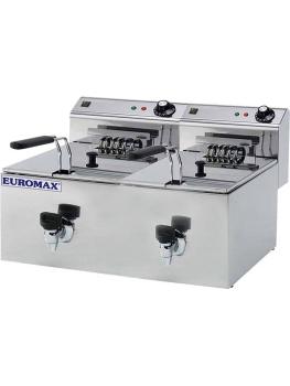Friteuse professionnelle double 10+10 litres + robinet - Euromax - 10390K