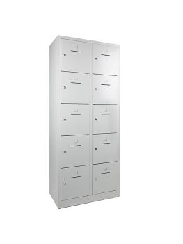 Armoire vestiaire - 10 portes - H 190 x 80 x 45 CM - Gris - Serrure à cylindre - WRC