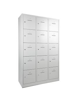 Armoire vestiaire - 15 portes - H 190 x 120 x 45 CM - Gris - Cadenas - WRC