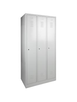 Armoire vestiaire - 3 portes - H 180 x 98 x 50 CM - Gris - Serrure à cylindre - WRC