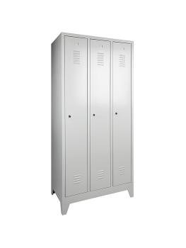 Armoire vestiaire - 3 portes - H 190 x 89 x 50 CM - Gris - Serrure à cylindre - WRC