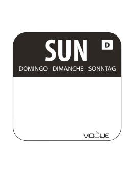 Etiquettes jour - Dissolvable - Dimanche - 1000 pièces - 2.54 CM - Vogue - U783
