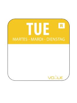 Etiquettes jour - Détachables - Mardi - 1000 pièces - Jaune - H 2,4 x 2,4 CM - Vogue - L932