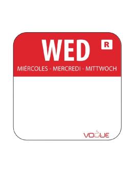 Etiquettes jour - Détachables - Mercredi - 1000 pièces - Rouge - H 2,4 x 2,4 CM - Vogue - L933
