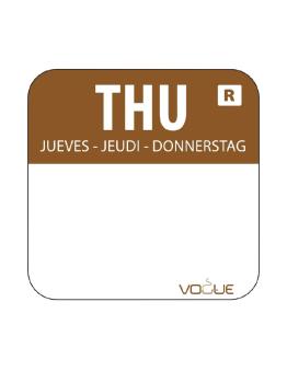 Etiquettes jour - Détachables - Jeudi - 1000 pièces - Marron - H 2,4 x 2,4 CM - Vogue - L934