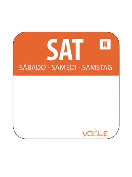 Etiquettes jour - Détachables - Samedi - 1000 pièces - Orange - H 2,4 x 2,4 CM - Vogue - L936