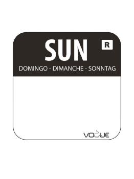 Etiquettes jour - Détachables - Dimanche - 1000 pièces - Noir - H 2,4 x 2,4 CM - Vogue - L930