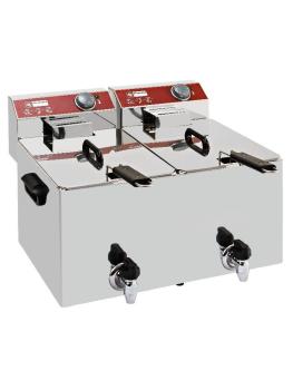 Friteuse - 2 x 8 Litres - Electrique - Vanne de vidange - Modèle de table - Diamant - EF82-KN