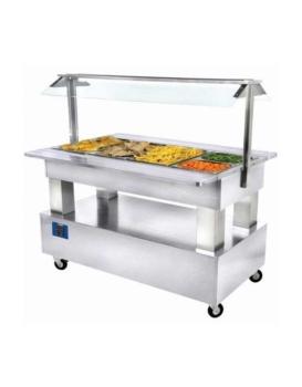Buffet chaud - 4 x GN 1/1 - Bois blanc - H 137 x 144 x 66 CM - Diamant - BBM/4N-A1