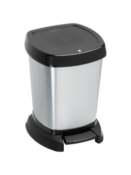 Poubelle à pédale - 4 pièces - 6 litres - Noir / inox - Rotho - Paso - 524617