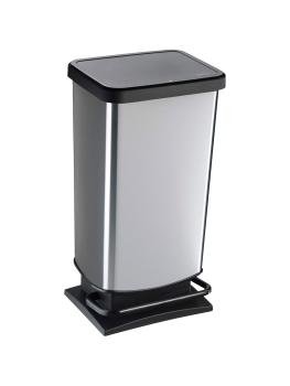 Poubelle à pédale - 40 litres - Noir / inox - Rotho - Paso - 522863