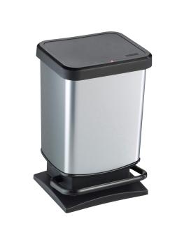 Poubelle à pédale - 20 litres - Noir / inox - Rotho - Paso - 522862