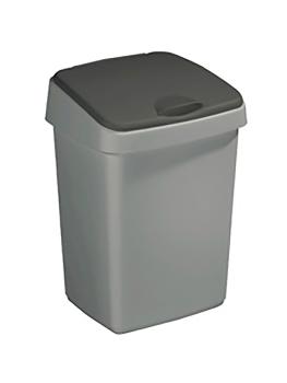 Poubelle - 10 litres - Couvercle à charnière - Gris/Noir - Sunware - Delta - 516000