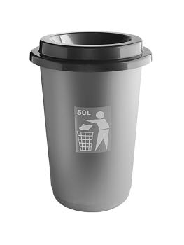Poubelle - H 59.5 CM - 1.617 KG - Ø41 CM - Polypropylène - Gris - 50 Litre - 650050