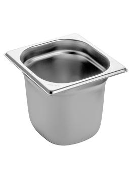 Bac gastronorme - 1/6 GN - 2,3 Litre - H 15 x 17,6 x 16,2 CM - Inox - Caterchef - 953162