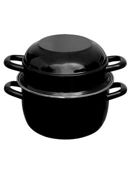 Moule à moules - 0,935 KG - Ø20 CM - Émaillé - Noir - 3,3 Litre - Modèle surélevé - 975020