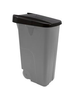 Conteneur à déchets - H 88 x 42 x 57 CM - 4,1 KG - Polypropylène - Noir - 110 litres - Denox - 600094