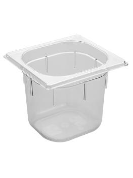 Bac gastronorme - 1/6 GN - 2,3 Litre - H 15 x 17,6 x 16,2 CM - Polycarbonate - Transparent - -40°C / +100°C - Caterchef - 953062