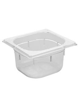 Bac gastronorme - 1/6 GN - 1,5 Litre - H 10 x 17,6 x 16,2 CM - Polycarbonate - Transparent - -40°C / +100°C - Caterchef - 953063