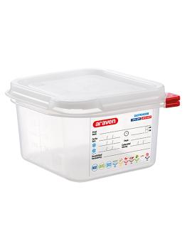 Boîte alimentaire - 1/6 GN - 1,7 Litre - H 10 x 17,6 x 16,2 CM - Polypropylène - Transparent - -40°C / +95°C - Hermétique Verrouillable - Araven - 962363