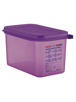 Boîte Alimentaire - 1/4 GN - 4.3 Litre - H 15 x 26.5 x 16.2 CM - Polypropylène - Violet - -40°C / +95°C - Hermétique Verrouillable - Araven - 962142