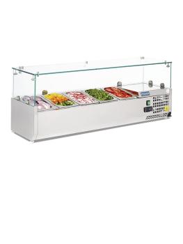 Vitrine réfrigérée - 5 x GN 1/4 - H 43,5 x 120 x 33 CM - 230 V - Inox - Polar - G608