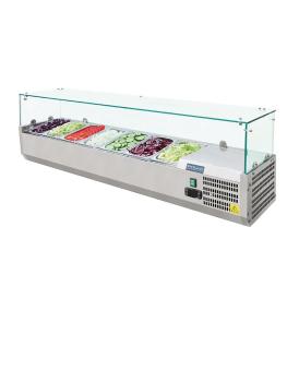 Vitrine réfrigérée - 7 x GN 1/4 - H 43,5 x 150 x 33 CM - 230 V - Inox - Polaire - G609