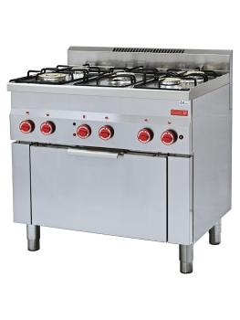Cuisinière à gaz - Ligne 600 - 5 feux - Four à convection - H 85 x 90 x 60 CM - 220-240 V - Inox - Gastro M - GN014