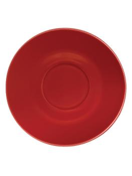 Soucoupe et tasse - Lot de 12 - Rouge - Ø 15,8 x H 2 cm - Grès - Olympia - GL047