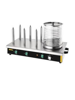 Chauffe-saucisses - 6 broches chauffantes - H 37 x 67 x 34 CM - 220-240 V - Inox - Buffle - DA567