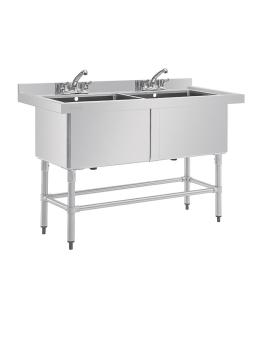 Spoeltafel - Dubbel - 2 x 100 Liter - H 90 x 141 x 60 CM - RVS - Vogue - CF406