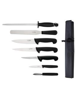 Set de couteaux - 7 pièces - Noir - Inox - Hygiplas - F222