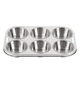 Plat à four - 6 muffins - Ø 7 x H 3 x 27 x 18,5 x 19 CM - acier inoxydable - Vogue - E714