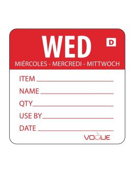 Etiquettes alimentaires - Mercredi - Soluble - 250 pièces - H 4,9 x 6 CM - Vogue - GH353