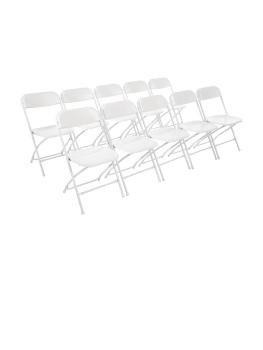 Chaise pliante - 10 pièces - Blanc - H 80 x 44 x 48 CM - Acier/Polypropylène - Bolero - GD387