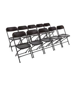 Chaise pliante - 10 pièces - Noir - H 80 x 44 x 48 CM - Acier/Polypropylène - Bolero - GD386