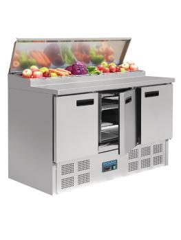 Saladette - 8 x GN 1/4 - 3 portes - H 101 x 137 x 70 CM - 230 V - Polaire - G605