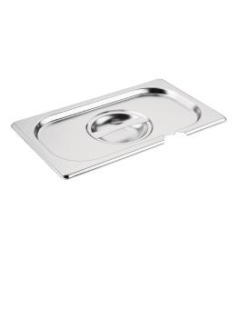 Couvercle bac gastronorme - Encoche cuillère - GN 1/4 - H 3 x 26,5 CM - Inox - Vogue - CB174