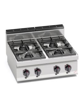 Cuisinière à gaz de collectivité - 4 brûleurs - Haute puissance - Modèle de table - Berto's - G7F4B