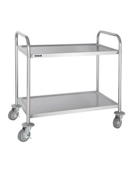 Chariot de service - 2 niveaux - Moyen - H 81 x 85,5 x 45,5 CM - Inox - Vogue - F997