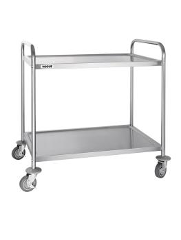 Chariot de service - 2 niveaux - Large - H 93 x 86 x 53,5 CM - Inox - Vogue - F998